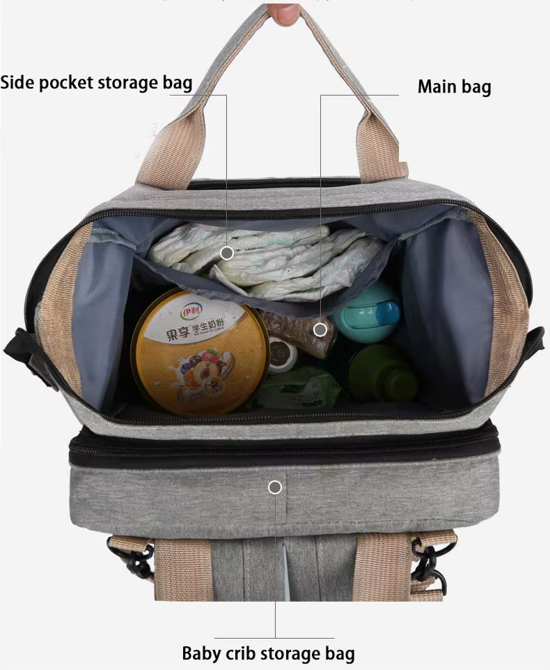 Diaper Bag Backpack, Multifunction Baby Bag, Foldable Crib, Insulation Milk Bottle Pocket, Waterproof Large Capacity Travel Bag, Gift for Mom Dad