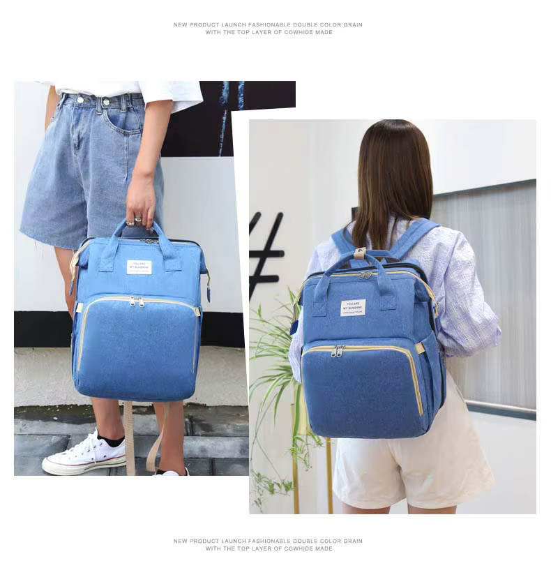 Diaper Bag Backpack, Multifunction Baby Bag, Foldable Crib, Insulation Milk Bottle Pocket, Waterproof Large Capacity Travel Bag, Gift for Mom Dad
