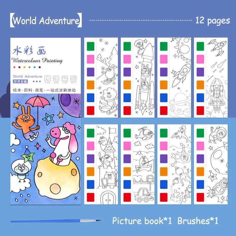 Portable Watercolor Painting Book – Mess-Free Fun for Kids!