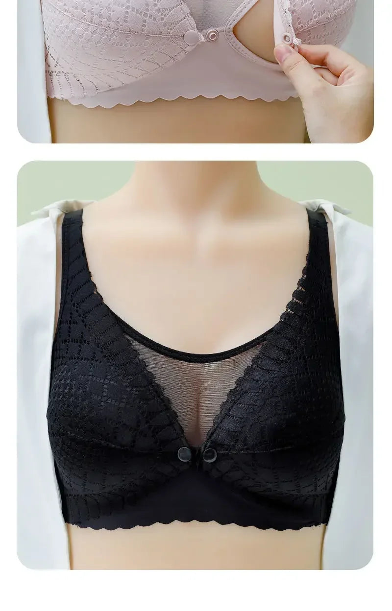 Front Button Maternity Nursing Bra – Adjustable Comfort Breastfeeding Bra for Pregnant & Nursing Moms | Soft Acetate, Easy Access, Wire-Free Support