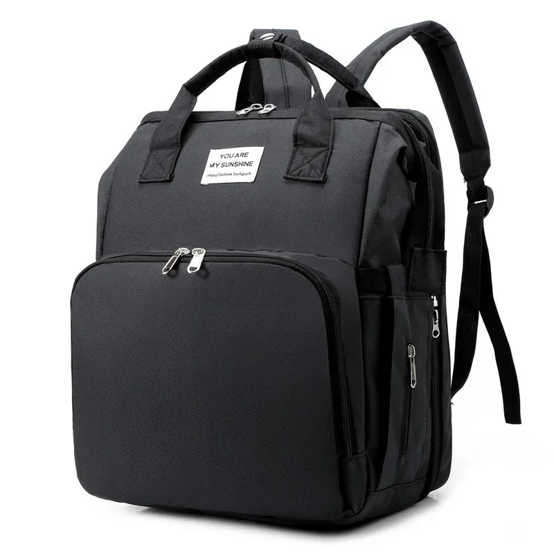 Diaper Bag Backpack, Multifunction Baby Bag, Foldable Crib, Insulation Milk Bottle Pocket, Waterproof Large Capacity Travel Bag, Gift for Mom Dad