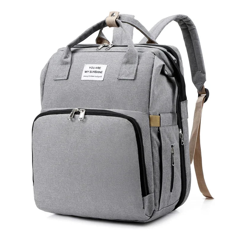 Diaper Bag Backpack, Multifunction Baby Bag, Foldable Crib, Insulation Milk Bottle Pocket, Waterproof Large Capacity Travel Bag, Gift for Mom Dad