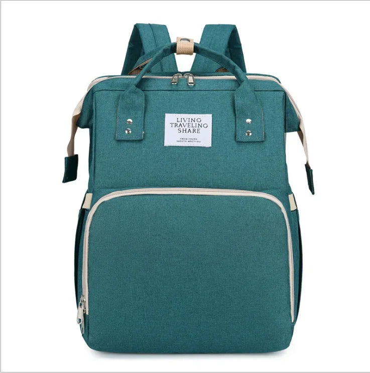 Diaper Bag Backpack, Multifunction Baby Bag, Foldable Crib, Insulation Milk Bottle Pocket, Waterproof Large Capacity Travel Bag, Gift for Mom Dad