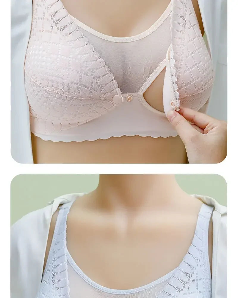 Front Button Maternity Nursing Bra – Adjustable Comfort Breastfeeding Bra for Pregnant & Nursing Moms | Soft Acetate, Easy Access, Wire-Free Support